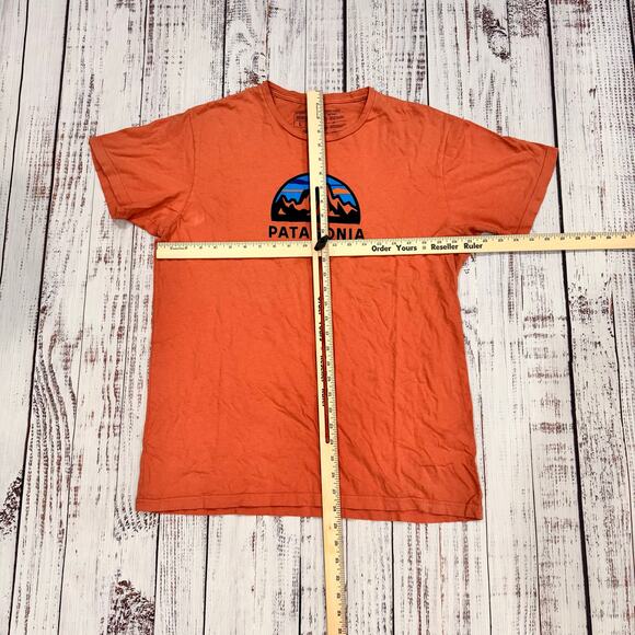 Patagonia 1973 Mountain Logo Organic Cotton T-Shirt Men’s L Orange Slim Fit - Picture 7 of 9